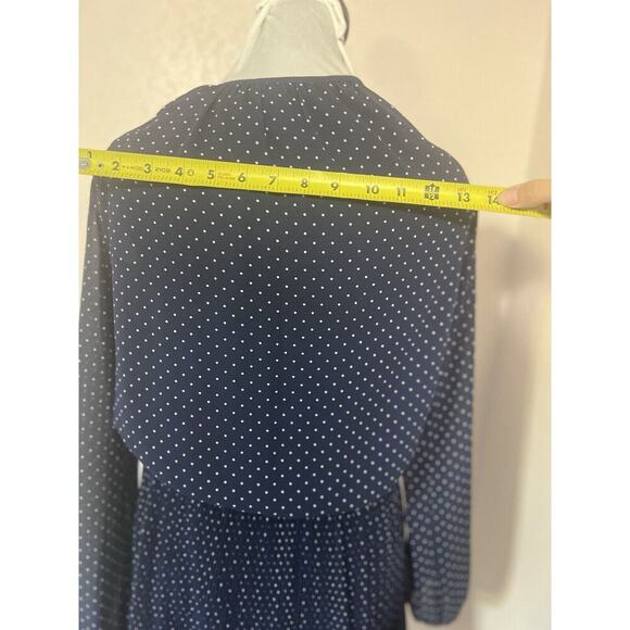 MICHAEL KORS DRESS BLUE WHITE POLKA DOTS LONG SLEEVES RUCHED TIMELESS PREPPY S - Picture 8 of 12